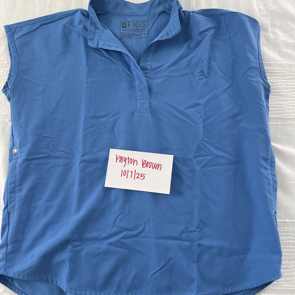 Figs Women's Button Down Blue Shirt